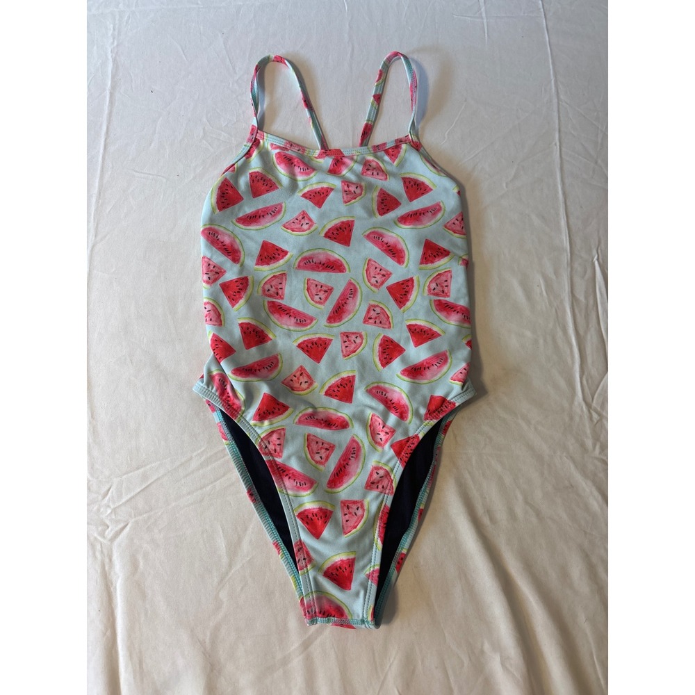 Jolyn Watermelon Print One Piece Swimsuit Womens 28 Blue Pink Excellent Training